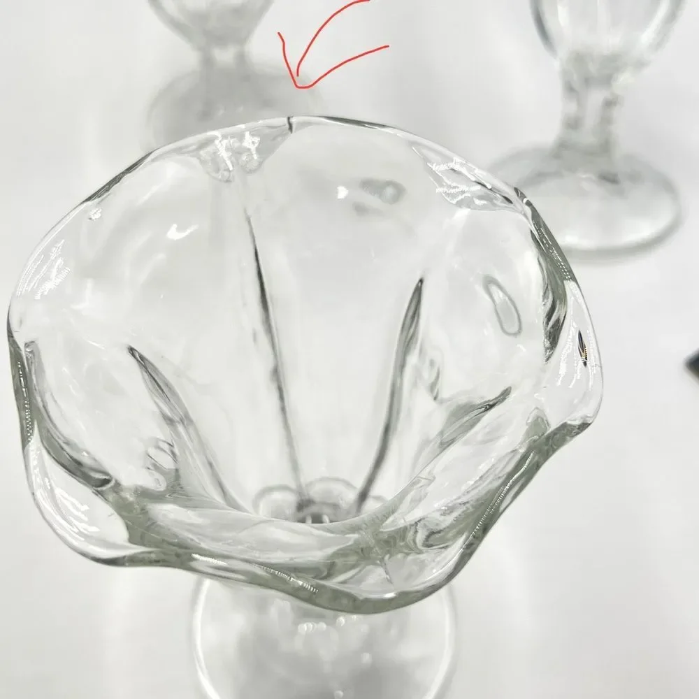 Four Vintage Clear‎ Pressed Glass Tall Footed Sundae Parfait Glasses Set of 4